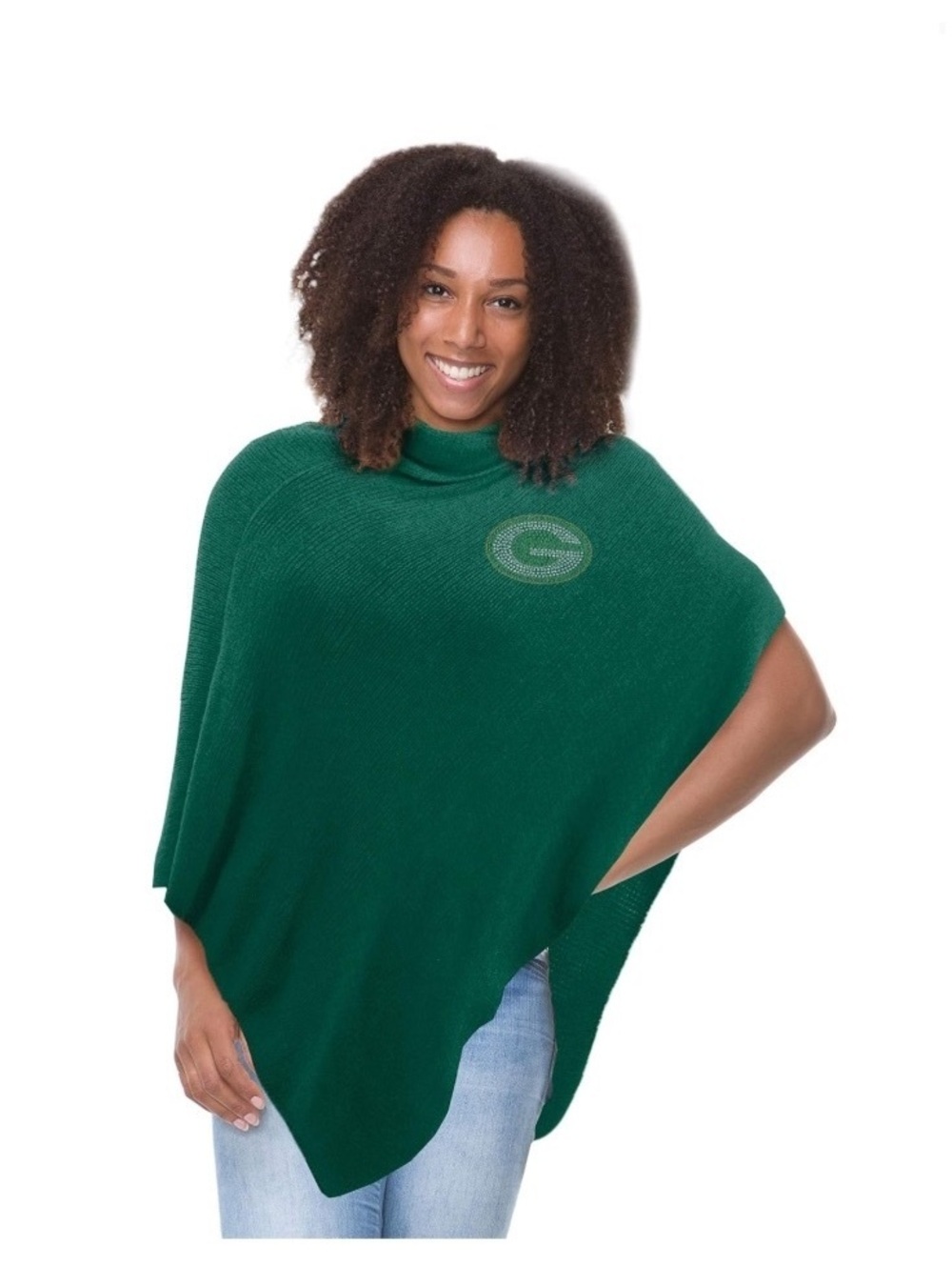Green Bay Packers Crystal Knit Poncho | One Size